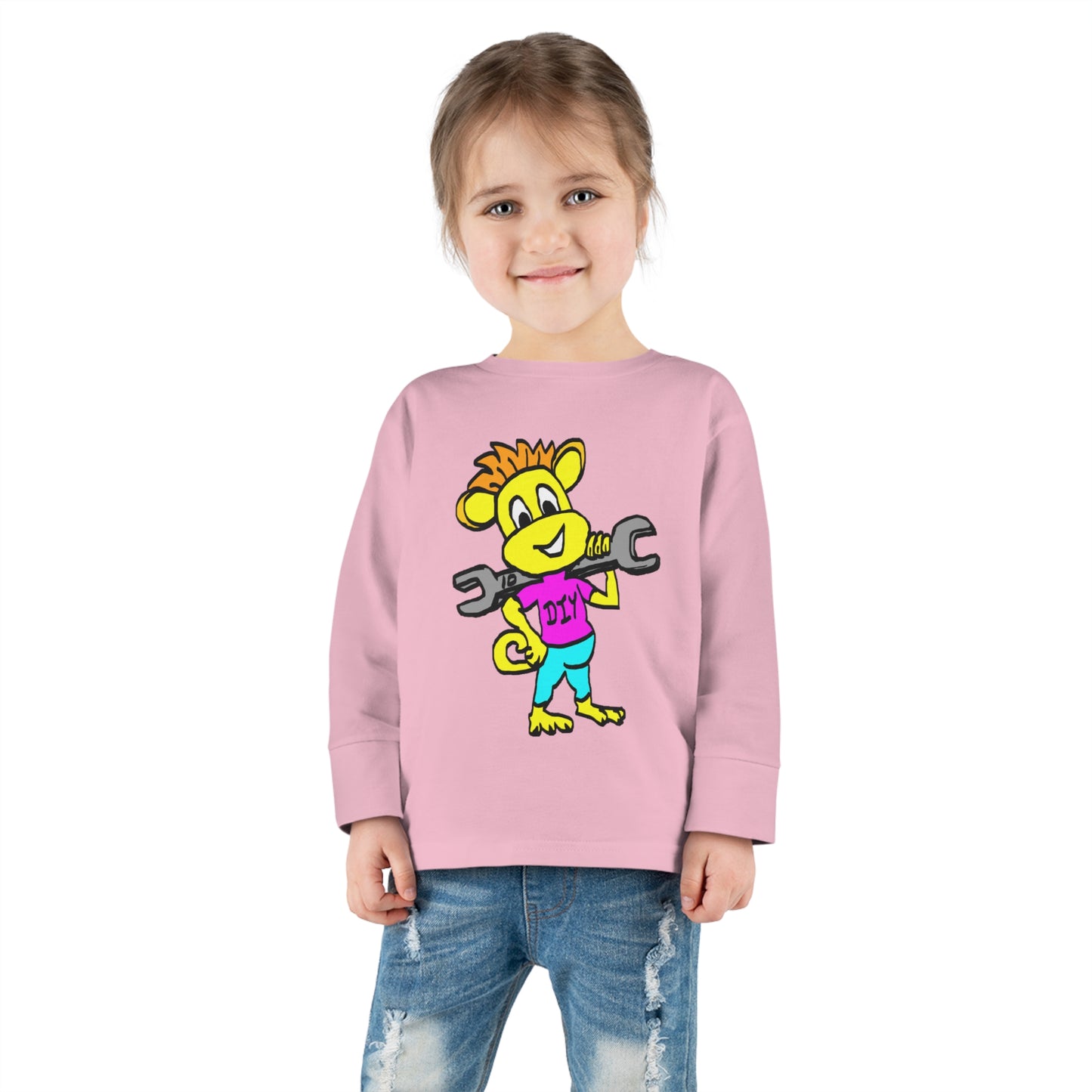 Toddler Long Sleeve Tee - DIY Monkey pink top