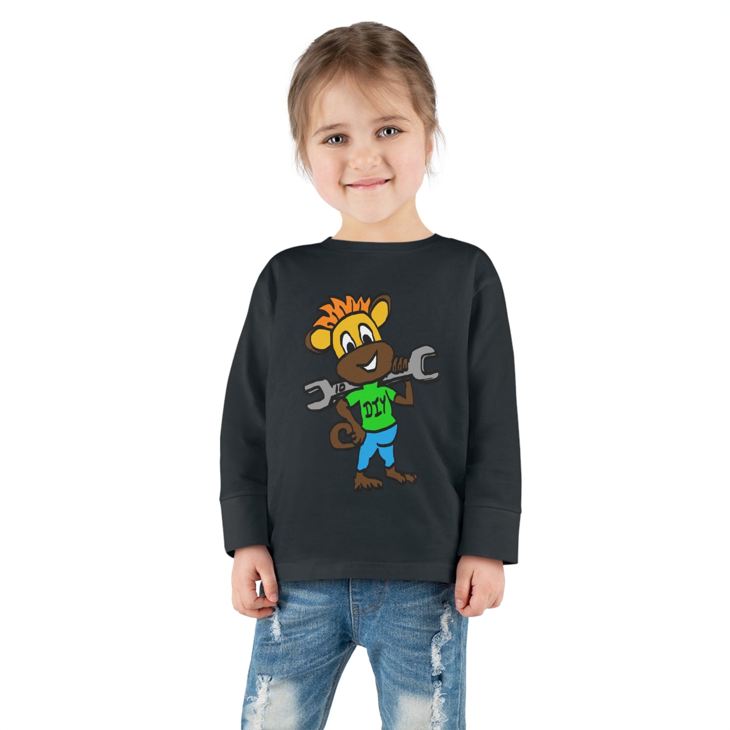 Toddler Long Sleeve Tee - DIY Monkey green top