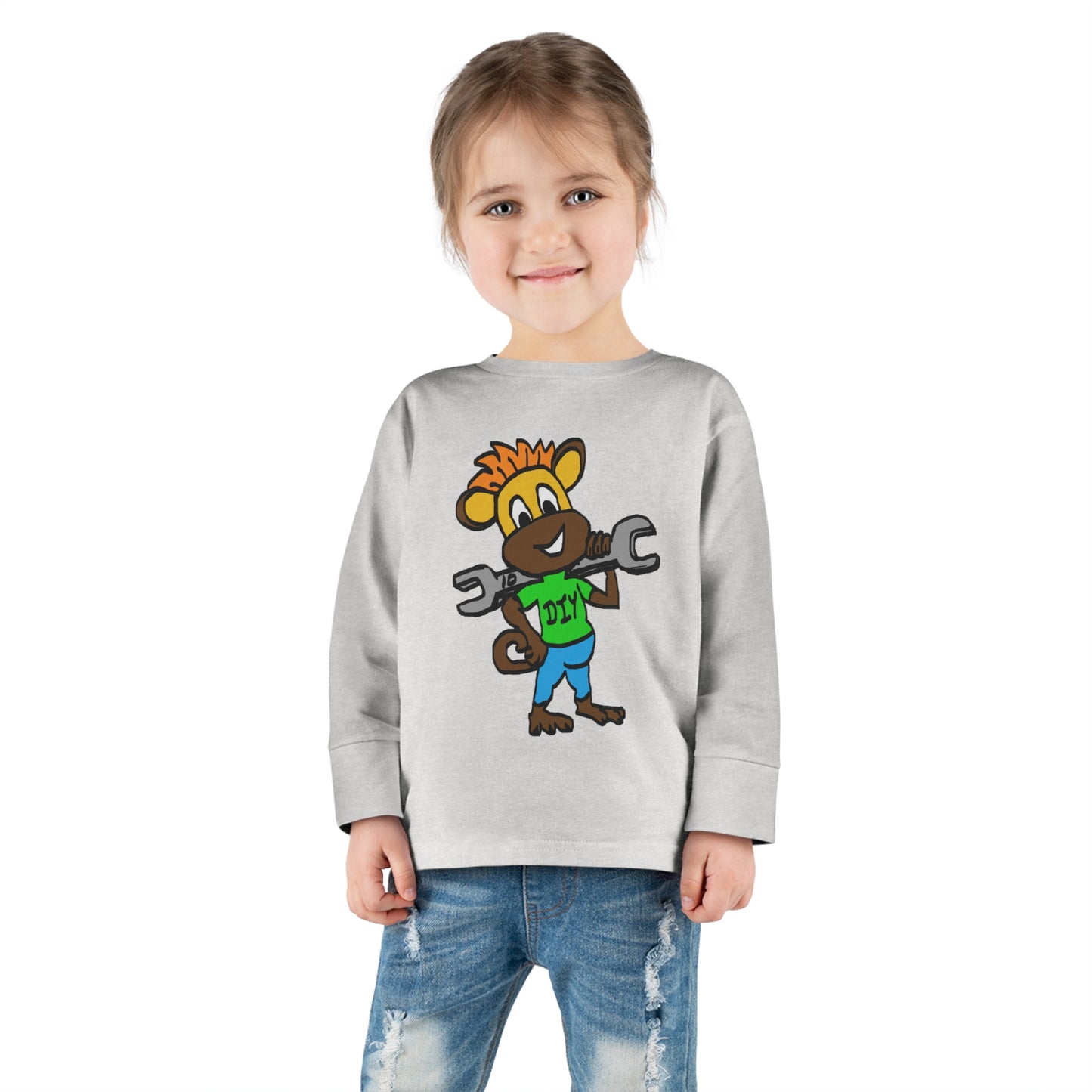 Toddler Long Sleeve Tee - DIY Monkey green top