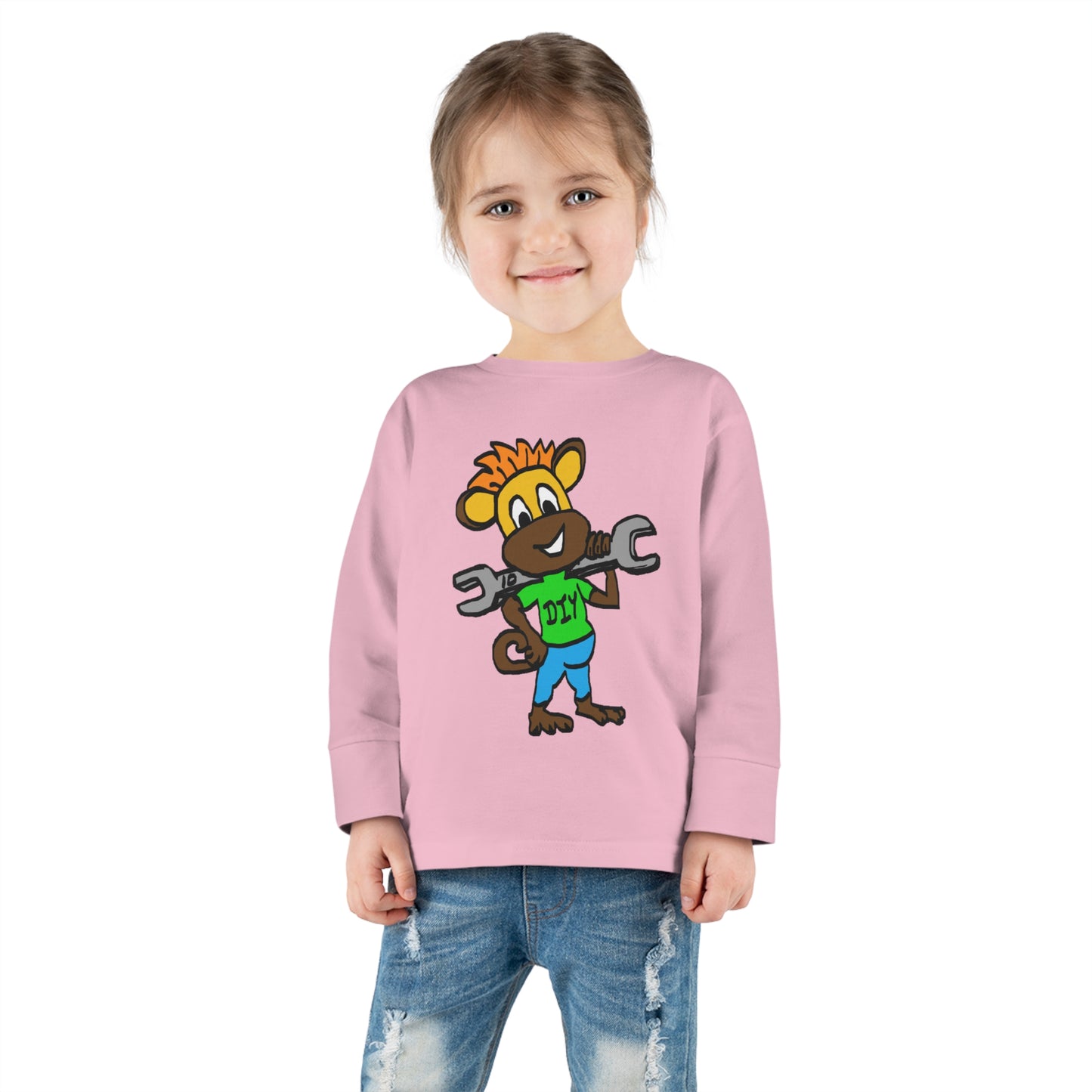 Toddler Long Sleeve Tee - DIY Monkey green top