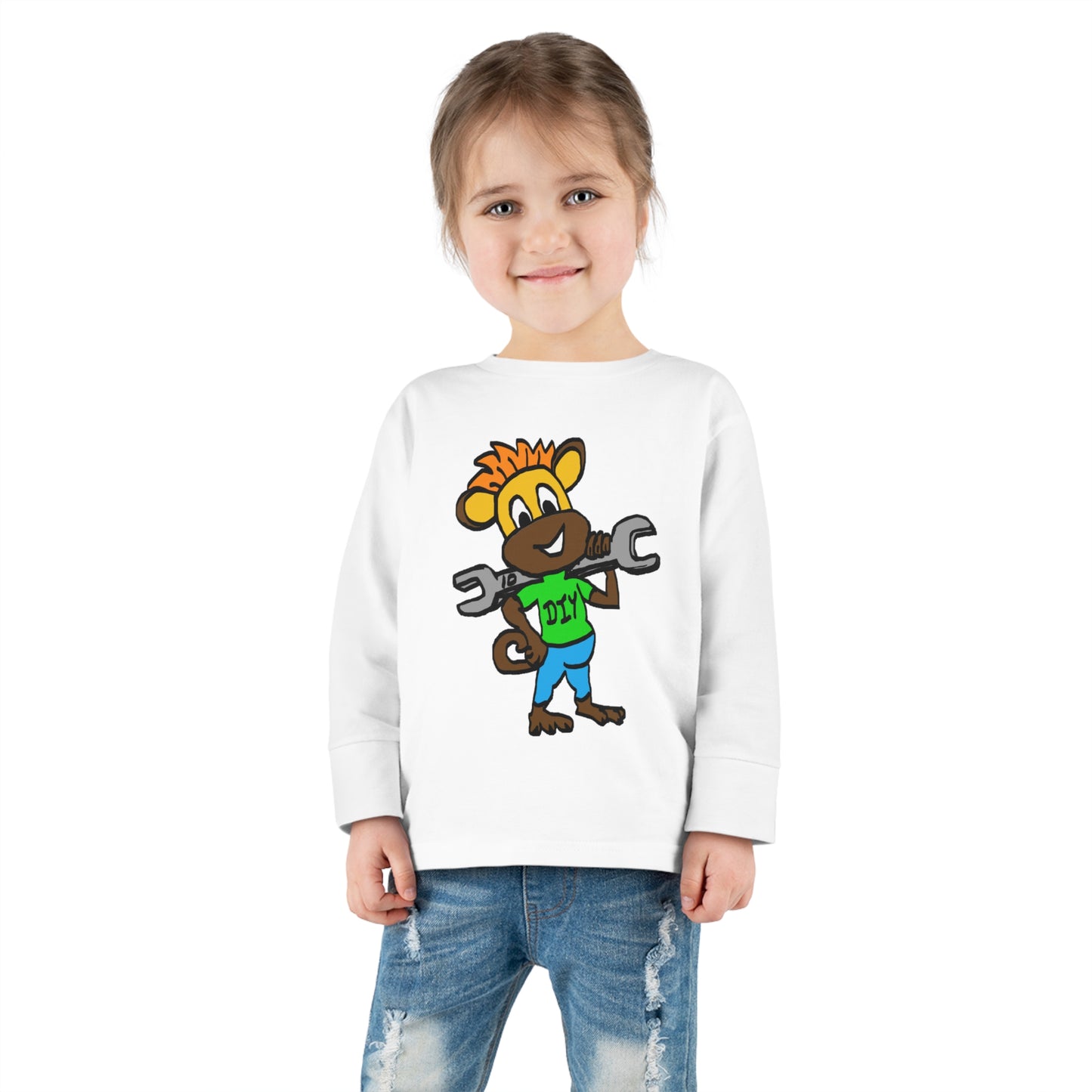 Toddler Long Sleeve Tee - DIY Monkey green top