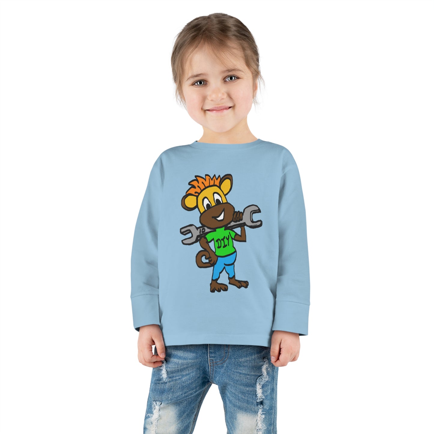 Toddler Long Sleeve Tee - DIY Monkey green top